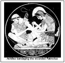Text Box:  Achilles bandaging the wounded Patroclus