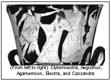 Text Box:   (From left to right)  Clytemnestra, Aegisthus, Agamemnon, Electra, and Cassandra